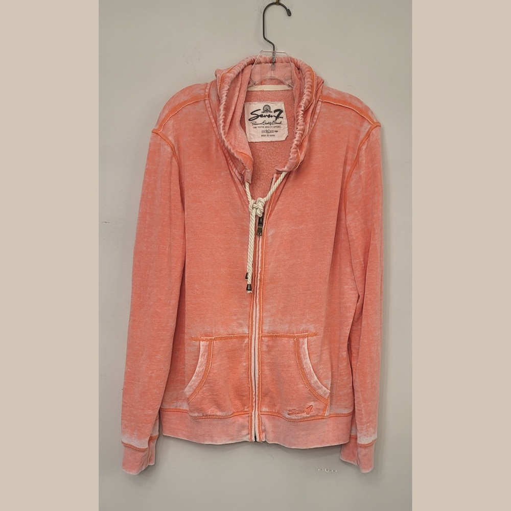 Comfy orange washed out hooded zippered sweatshirt it will be your go to top xl